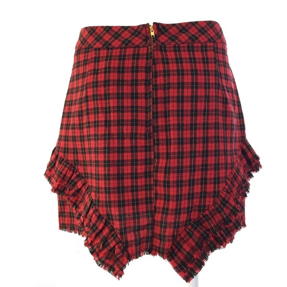 SEEK The Label Red Abstract Fringed Edge Mini Skirt S - Picture 3 of 8